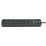 Brennenstuhl Secure-Tec, stekkerdoos, 6 sockets, 2m, zwart, met schakelaar en overspanningsbeveiliging