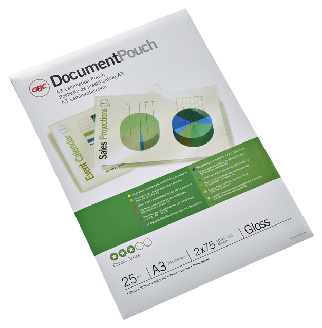 Lamineerhoes GBC A3 2x75micron document 25 stuks