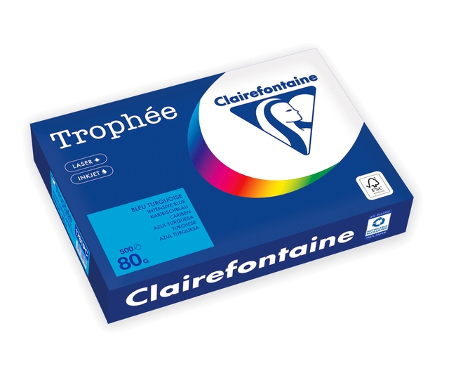 Kopieerpapier Trophée A4 80gr caribenblauw 500 vel Kopieerpapier Trophée A4 80gr caribenblauw 500 vel