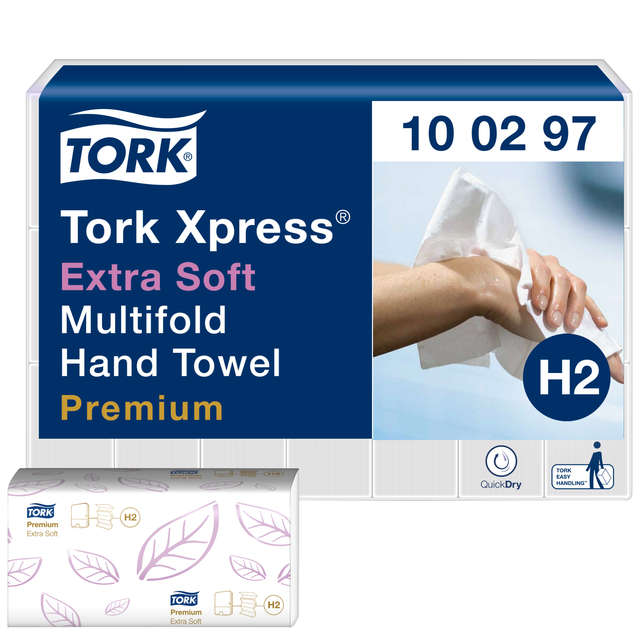 Handdoek Tork H2 Xpress Premium multifold 2-laags 212x340mm 21x100 vel wit 100297 Handdoek Tork H2 Xpress Premium multifold 2-laags 212x340mm 21x100 vel wit 100297