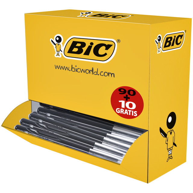 Balpen Bic M10 medium zwart doos à 90+10 gratis Balpen Bic M10 medium zwart doos à 90+10 gratis