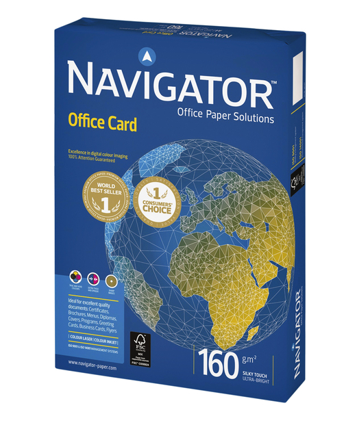 Kopieerpapier Navigator Office Card A4 160gr wit 250 vel Kopieerpapier Navigator Office Card A4 160gr wit 250 vel