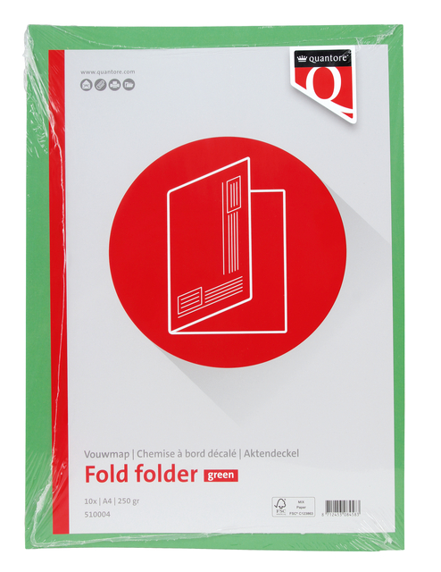 Vouwmap Quantore A4 ongelijke zijde 250gr groen