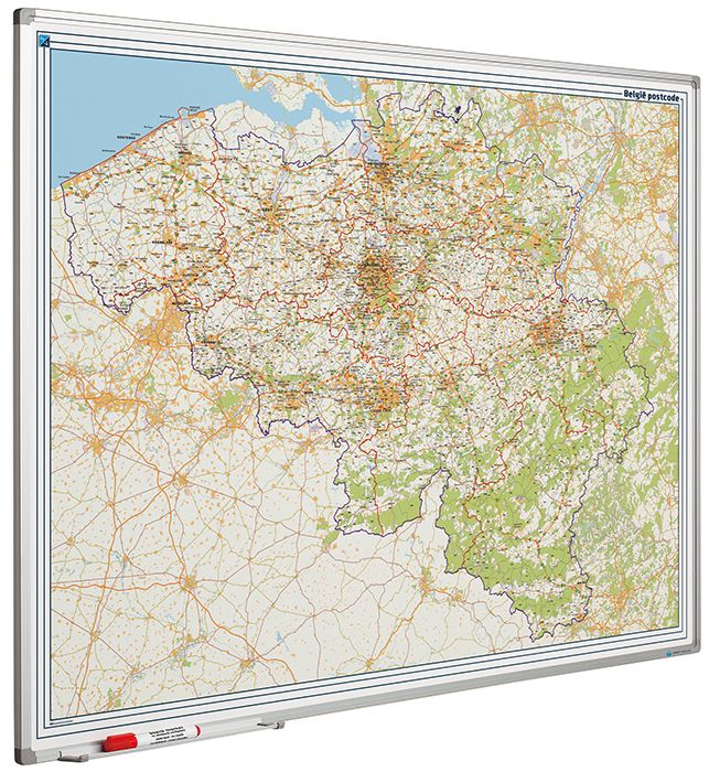Landkaart whiteboard Softline profiel 8mm, België PC - 100x130 cm Landkaart whiteboard Softline profiel 8mm, België PC - 100x130 cm