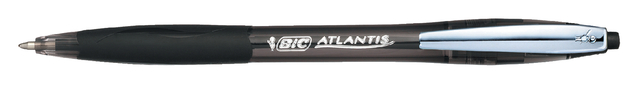 Balpen Bic Atlantis soft metalen clip clic medium zwart Balpen Bic Atlantis soft metalen clip clic medium zwart