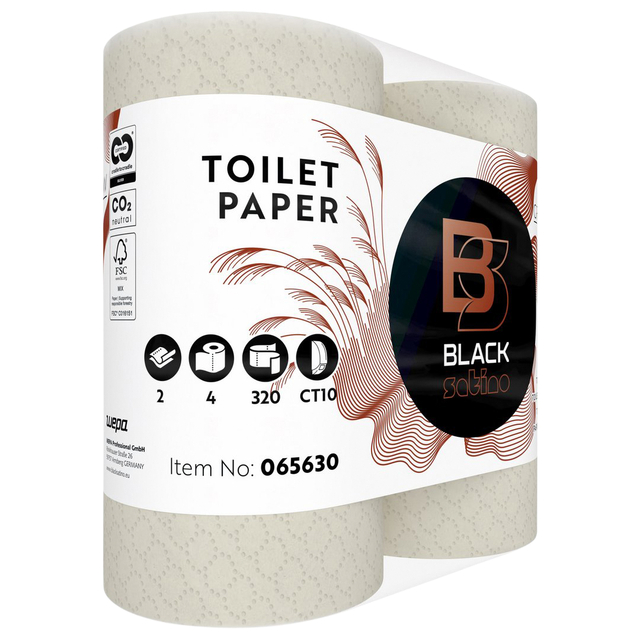 Toiletpapier BlackSatino CT10 GreenGrow 2-laags 4x320 vel naturel 066870 Toiletpapier BlackSatino CT10 GreenGrow 2-laags 4x320 vel naturel 066870
