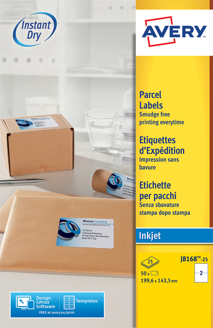 Etiket Avery J8168-25 199.6x143.5mm wit 50 etiketten Etiket Avery J8168-25 199.6x143.5mm wit 50 etiketten