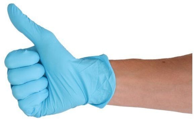 latex glove, blue glove, disposable glove, rubber glove, thumbs up