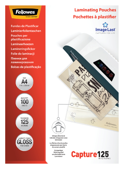 Lamineerhoes Fellowes A4 2x125micron glans 100 stuks