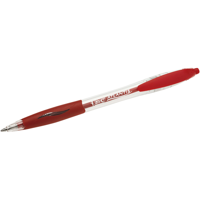 Balpen Bic Atlantis classic grip clic medium rood Balpen Bic Atlantis classic grip clic medium rood