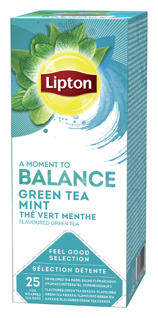 Thee Lipton Balance green tea mint 25x1.5gr Thee Lipton Balance green tea mint 25x1.5gr