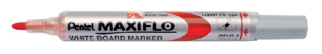 Whiteboardmarker Pentel MWL5S Maxiflo rond 1mm rood Whiteboardmarker Pentel MWL5S Maxiflo rond 1mm rood