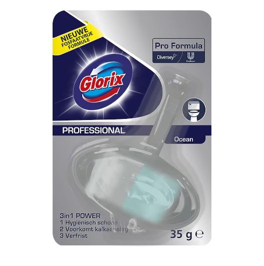 Glorix Pro Formula Toiletblok 3in1 Ocean 35gr doos 12 stuks Glorix Pro Formula Toiletblok 3in1 Ocean 35gr doos 12 stuks