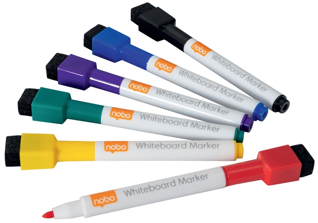 Whiteboardmarker Nobo mini assorti 6 stuks