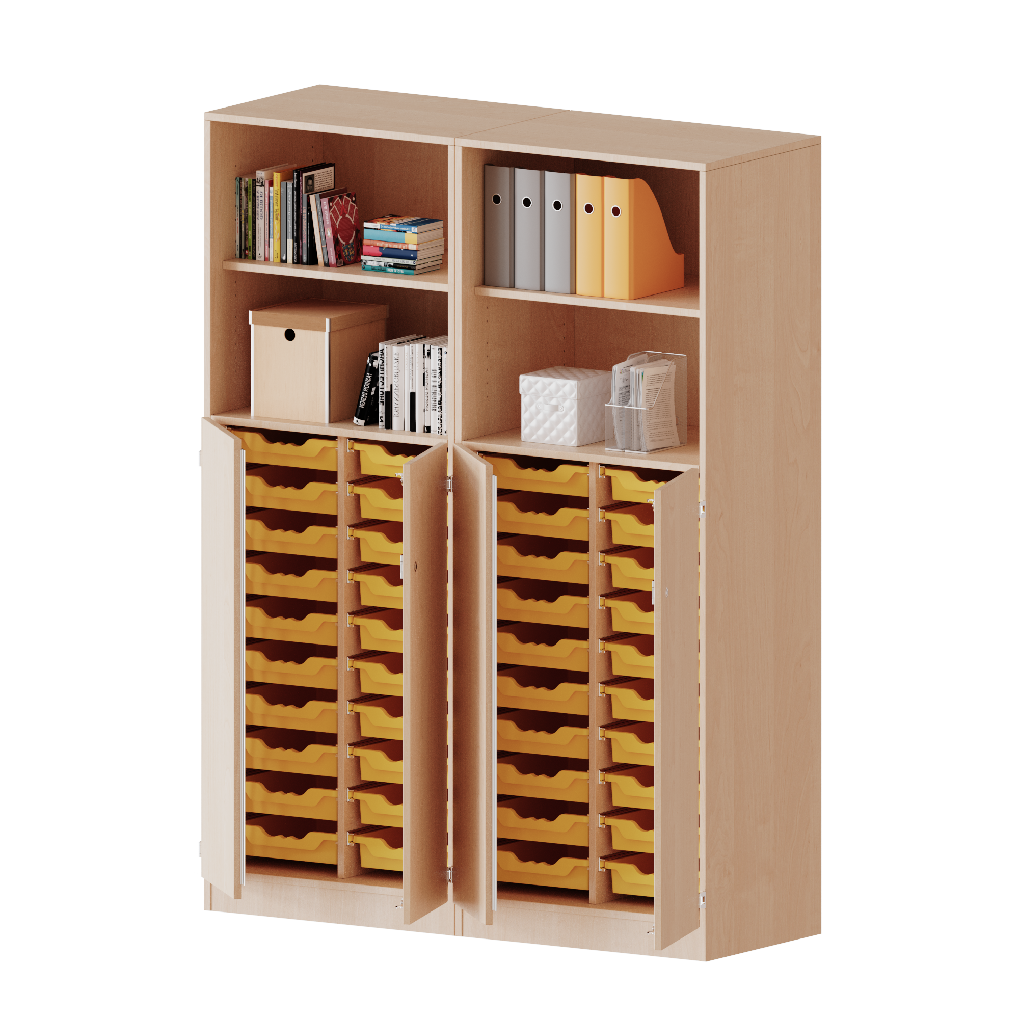 ErgoTray combikast, vier rijen, twee delen, 5 ordnerhoogtes - evo180 serie