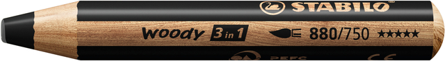 Kleurpotloden STABILO 880 woody 3 in 1 multitalent zwart Kleurpotloden STABILO 880 woody 3 in 1 multitalent zwart