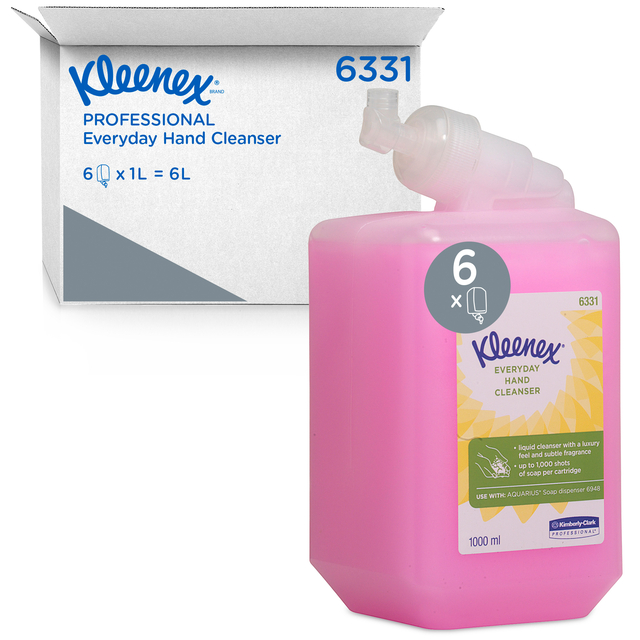 Handzeep Kleenex vloeibaar roze 1000ml 6331 Handzeep Kleenex vloeibaar roze 1000ml 6331