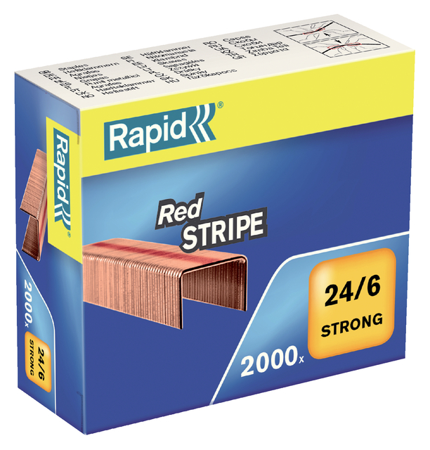 Nieten Rapid Nieten Rapid 24/6 verkoperd red stripe 2000 stuks Nieten Rapid Nieten Rapid 24/6 verkoperd red stripe 2000 stuks