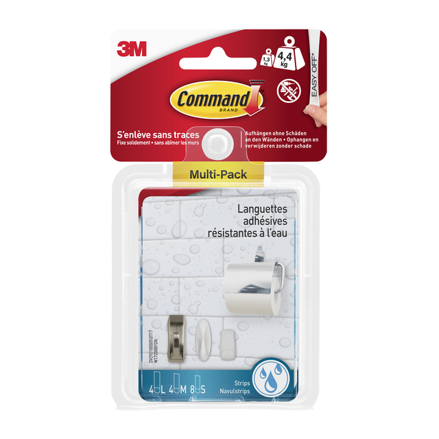 Bevestigingsstrip Command waterbestendig 16 stuks assorti Bevestigingsstrip Command waterbestendig 16 stuks assorti