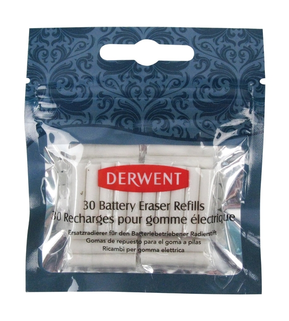 Navulling Derwent gum op batterijen 30 stuks wit Navulling Derwent gum op batterijen 30 stuks wit