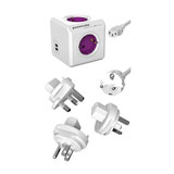 Allocacoc PowerCube ReWirable USB, stekkerdoos met reisstekkers en USB poorten, 4 sockets, 1.5m, wit/paars Allocacoc PowerCube ReWirable USB, stekkerdoos met reisstekkers en USB poorten, 4 sockets, 1.5m, wit/paars