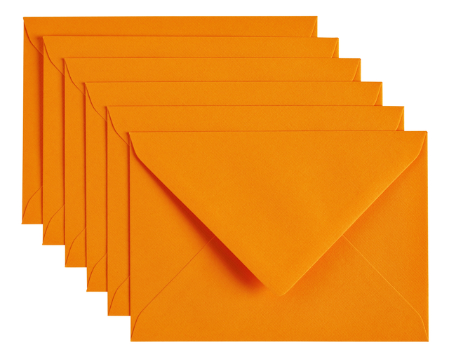 Envelop Papicolor C6 114x162mm oranje pak à 6 stuks Envelop Papicolor C6 114x162mm oranje pak à 6 stuks