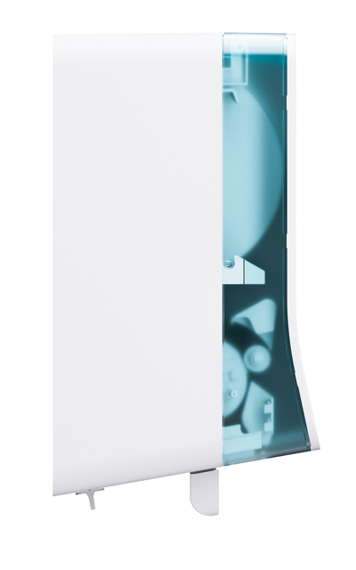 toilet_papier_dispenser, badkamer_organizer, wand_gemonteerd, plastic_huis, blauw_onderdelen