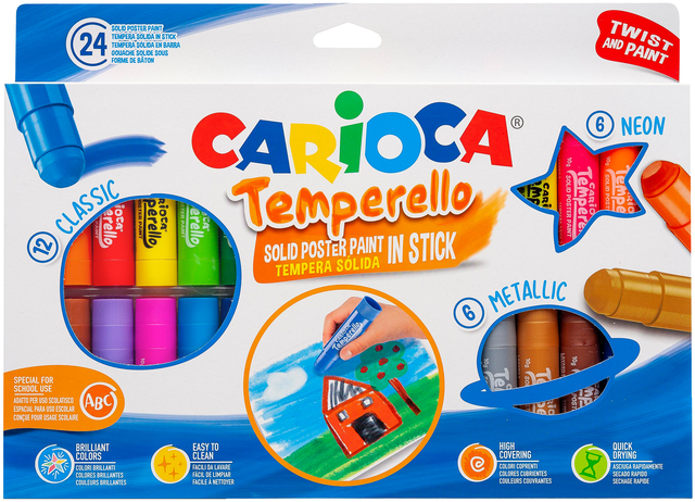 Verfstift Carioca Temperello set à 24 kleuren Verfstift Carioca Temperello set à 24 kleuren