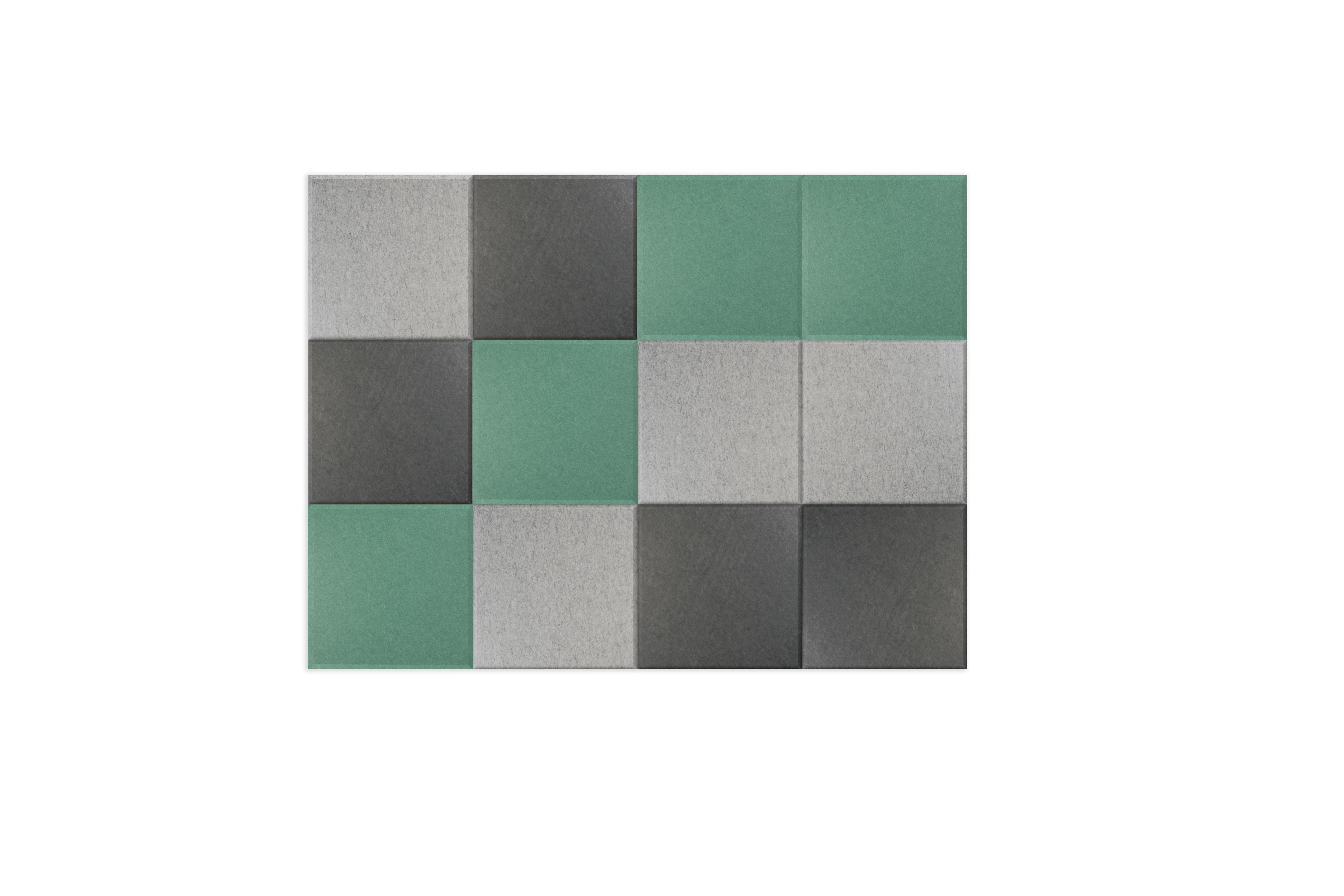 Akoestische PET-vilt wandtegels, set van 12, combi set petrol groen - 30x30 cm Akoestische PET-vilt wandtegels, set van 12, combi set petrol groen - 30x30 cm