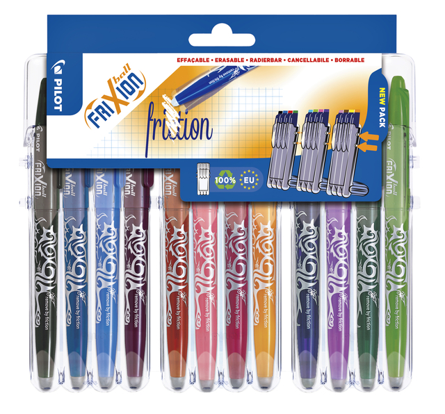 Rollerpen PILOT friXion medium assorti Set2Go à 12 stuks Rollerpen PILOT friXion medium assorti Set2Go à 12 stuks