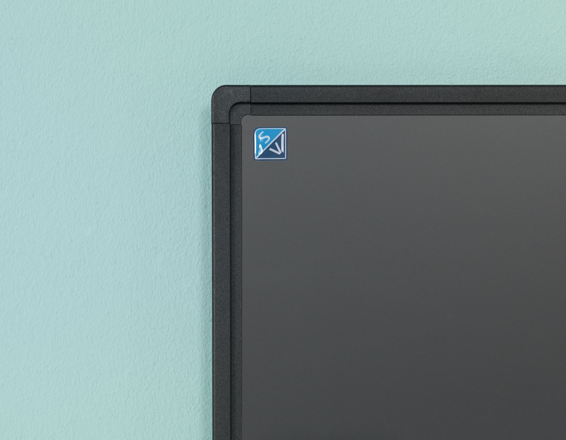 Krijtbord zwart Softline profiel 8mm, emailstaal grijs - 120x240 cm