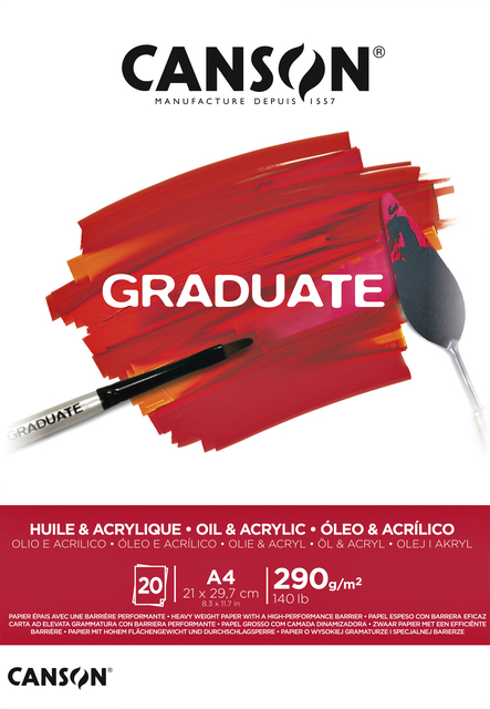 Olie Acrylblok Canson Graduate A4 290gr 20 vel