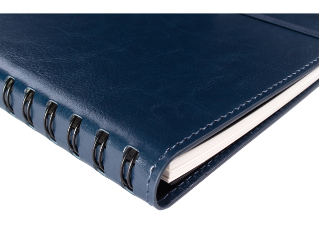 notebook, spiral-bound, blue, leather, pocket-size