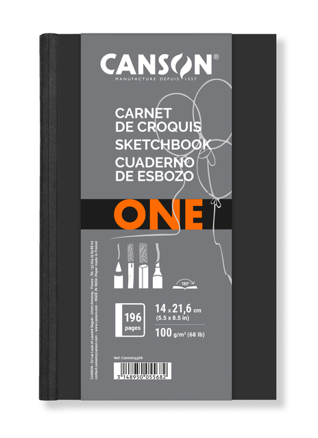Schetsboek Canson Art Book One hardcover 98vel 100gr 140x216mm wit Schetsboek Canson Art Book One hardcover 98vel 100gr 140x216mm wit