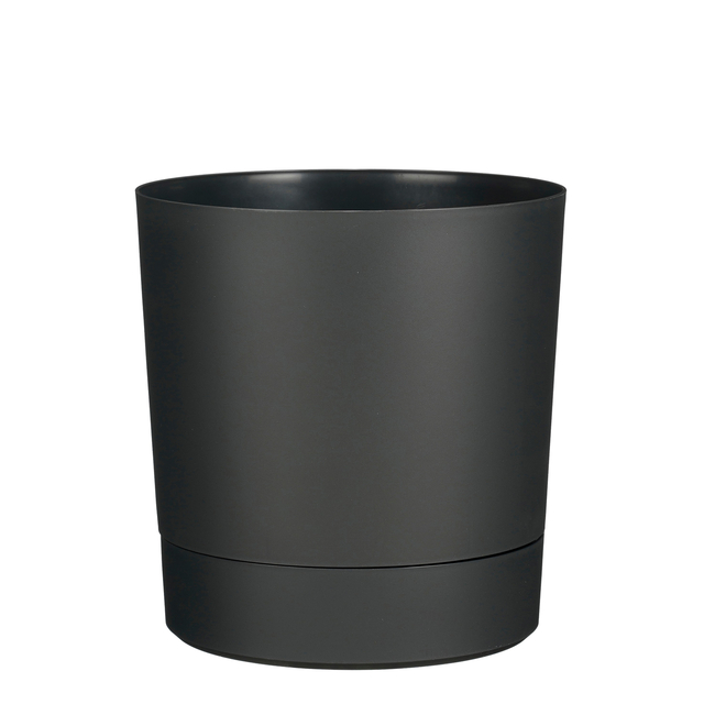 Plantenpot Mica Coco met schotel rond hoogte 23,5 Ø22,5 cm antraciet