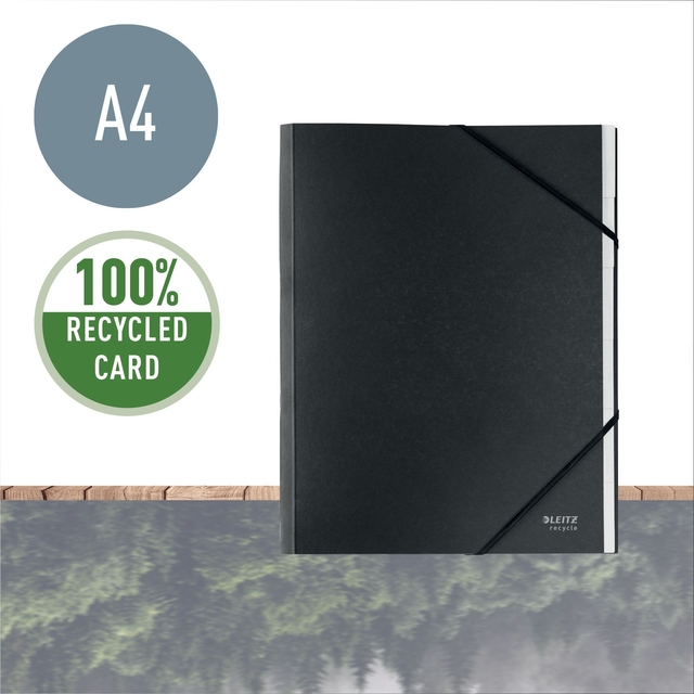A4, notitieboek, zwart, elastiek, 100% recycled card