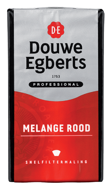 Koffie Douwe Egberts snelfiltermaling Melange Rood 500gr Koffie Douwe Egberts snelfiltermaling Melange Rood 500gr