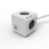 Allocacoc Stekkerdoos met USB-A en USB-C poorten, 4 sockets, 1.5m, wit/grijs Allocacoc Stekkerdoos met USB-A en USB-C poorten, 4 sockets, 1.5m, wit/grijs