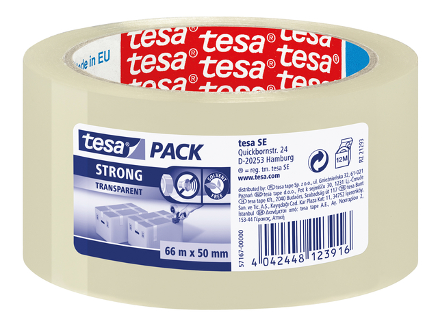 Verpakkingstape tesapack® Strong 66mx50mm PP transparant Verpakkingstape tesapack® Strong 66mx50mm PP transparant