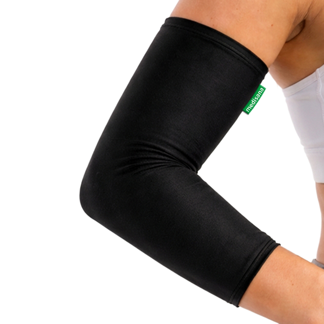 elleboogbeschermer, korte mouw, compressie, neopreen, zwart