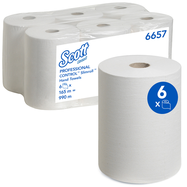 Handdoekrol Scott Control Slimroll 1-laags 165m wit 6657 Handdoekrol Scott Control Slimroll 1-laags 165m wit 6657