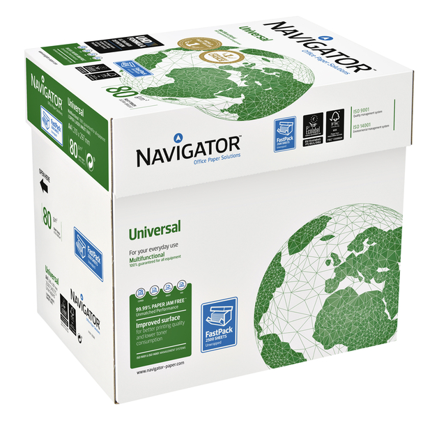 Kopieerpapier Navigator Universal Nonstop A4 80gr wit 2500 vel Kopieerpapier Navigator Universal Nonstop A4 80gr wit 2500 vel