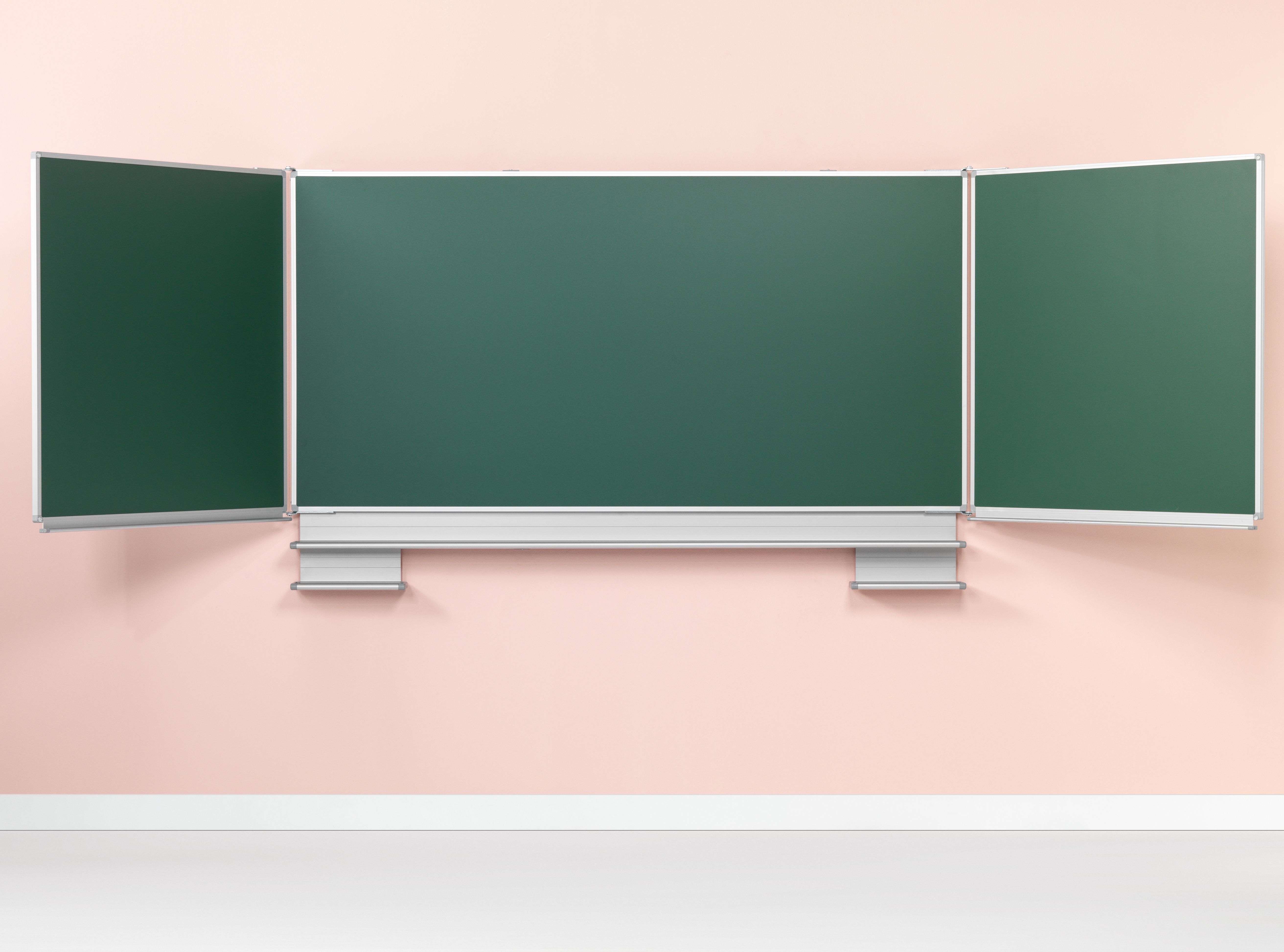 Vijfvlaks schoolbord, wandmontage, krijt groen, Softline 19 mm - 120x200 cm