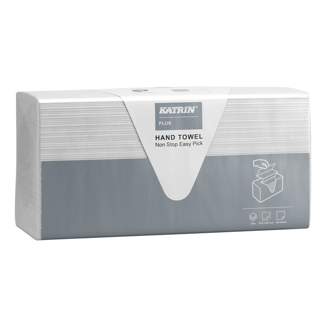 Handdoek Katrin Plus easy pick z-vouw 3-laags 203x255mm 21x120vel wit 87211 Handdoek Katrin Plus easy pick z-vouw 3-laags 203x255mm 21x120vel wit 87211