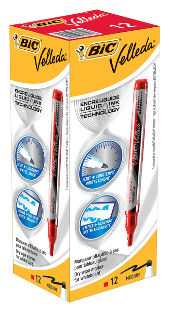Whiteboardmarker Bic Velleda liquid rond medium rood