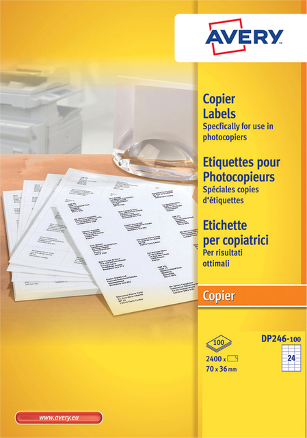 Etiket Avery DP246-100 70x36mm wit 2400 stuks