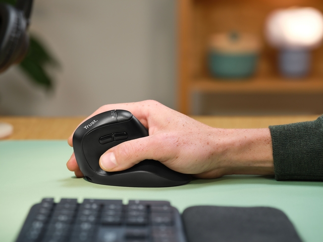 ergonomische muis, draadloze muis, rechtsgreep, zwarte kleur, computeraccessoire