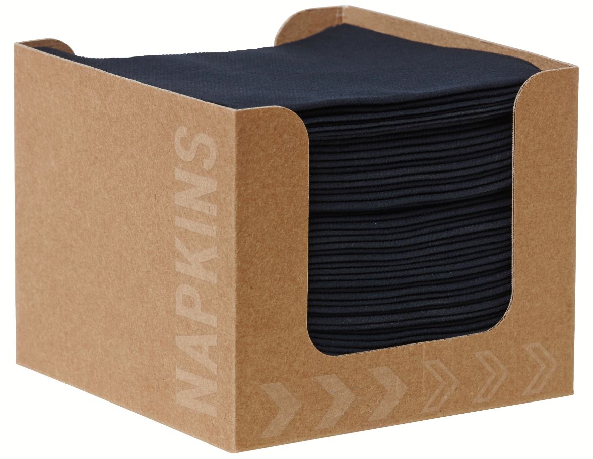 Duni Servettenbox Zwart servet 20x20cm 24x50st