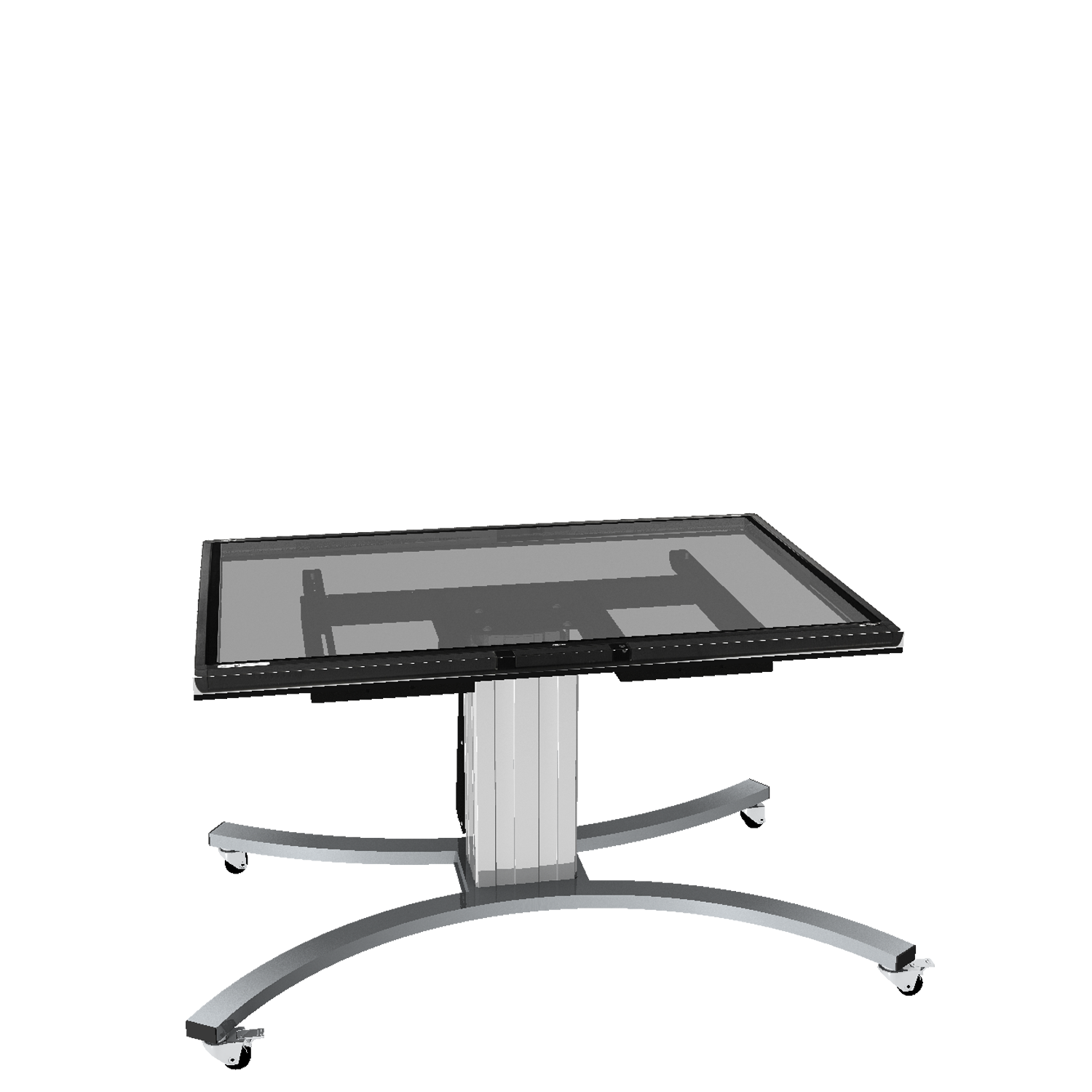 Elektrisch in hoogte verstelbare en kantelbare tv-trolley, verrijdbare monitorstandaard, 70 cm slag Elektrisch in hoogte verstelbare en kantelbare tv-trolley, verrijdbare monitorstandaard, 70 cm slag