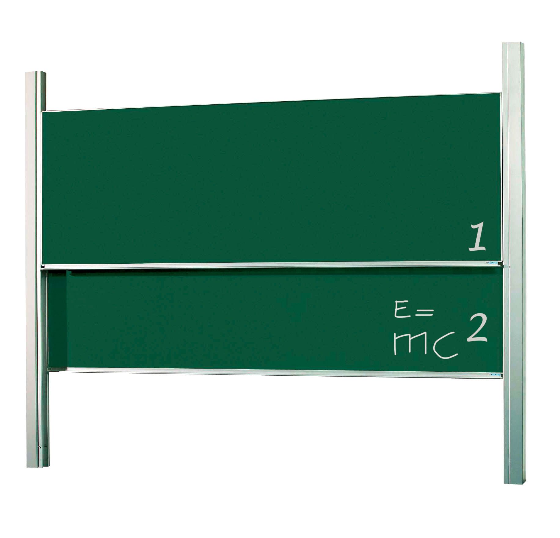 Dubbelvlaksbord schoolbord op dubbele kolommen, krijt groen - 100x200 cm